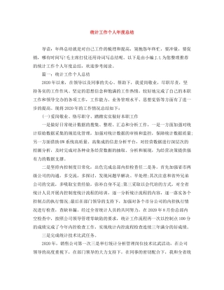 统计工作个人年度总结