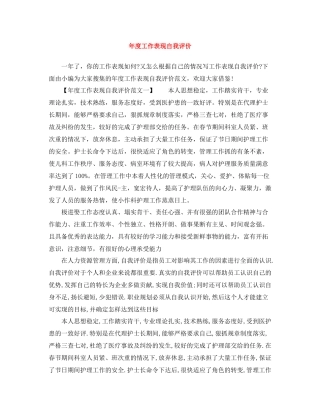 2020年度工作表现自我评价