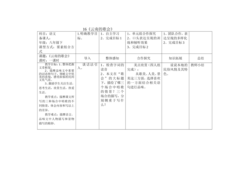 《云南的歌会》教案_第1页