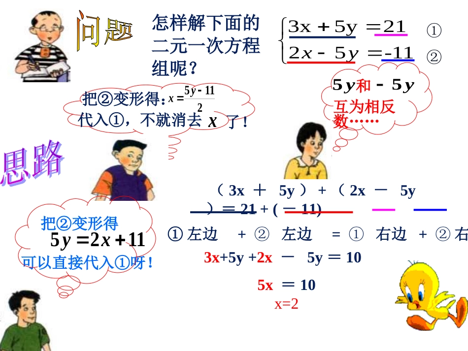 二元一次方程组的解法;加减消元法（第二课时）_第3页