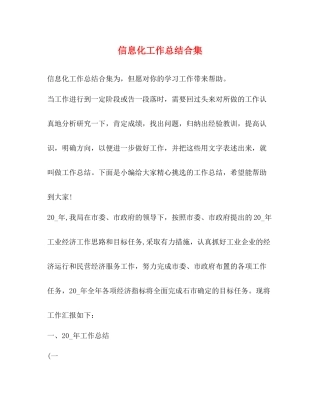 息化工作总结合集