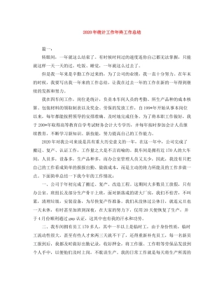 2020年统计工作年终工作总结