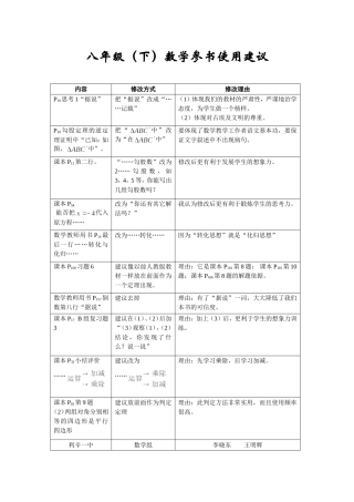 八年级（下）数学参书使用建议