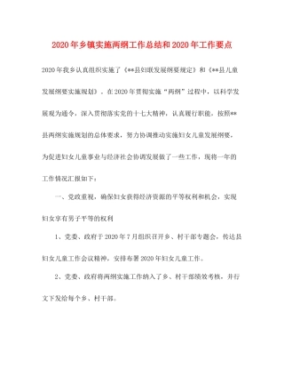 2020年乡镇实施两纲工作总结和年工作要点