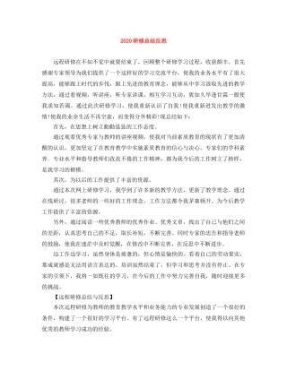 2020研修总结反思 