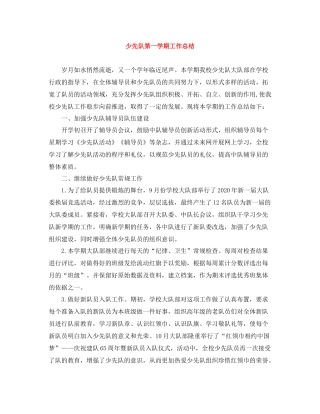 少先队第一学期工作总结
