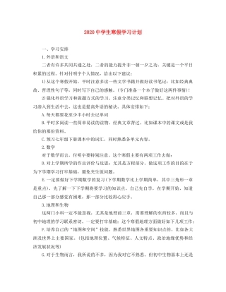 2020生寒假学习计划 