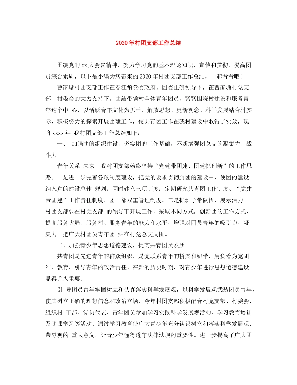 2020年村团支部工作总结_第1页