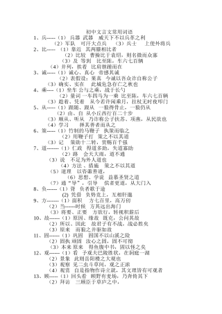 初中文言文常用词语