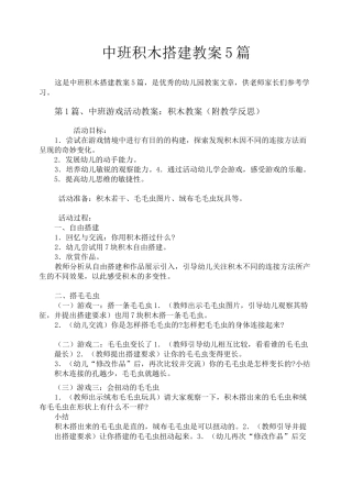 中班积木搭建教案5篇