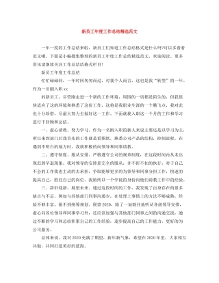 新员工年度工作总结精选范文