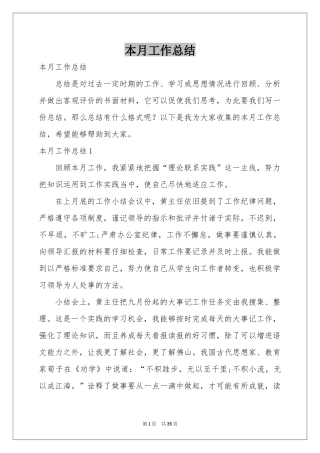 本月工作参考总结