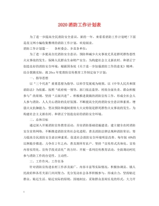 2020消防工作计划表 