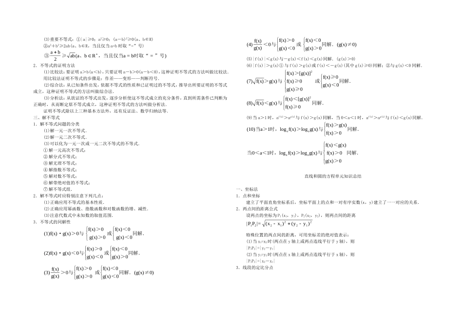 高二数学上册各章节知识点总结(大纲版)_第2页