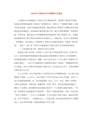 2020年5月供电公司干部管理工作总结