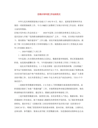 区统计局年度工作总结范文