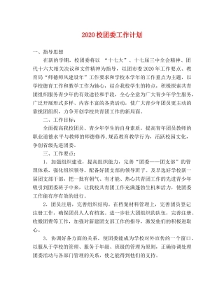 2020校团委工作计划 