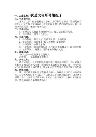 主题活动我是大班哥哥姐姐
