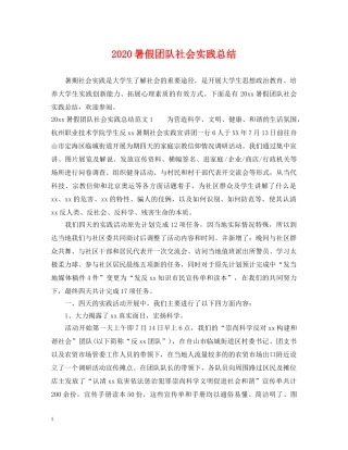 2020暑假团队社会实践总结 