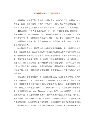 2020新的一年个人工作计划范文 
