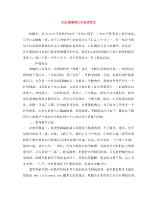 2020新教师工作总结范文 