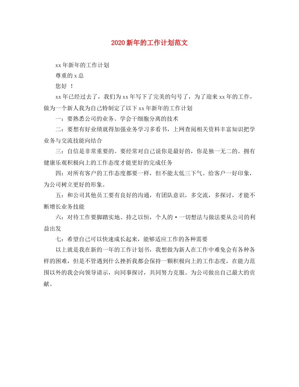 2020新年的工作计划范文 _第1页