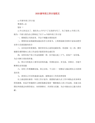 2020新年的工作计划范文 