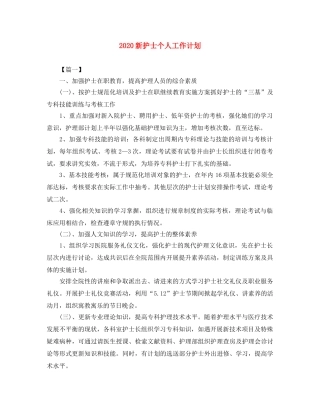 2020新护士个人工作计划 