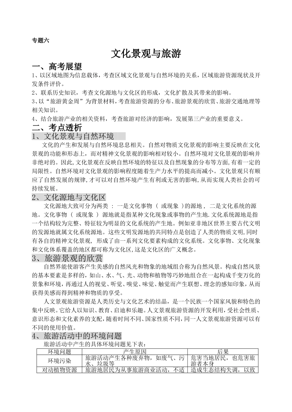 专题六：文化景观与旅游_第1页