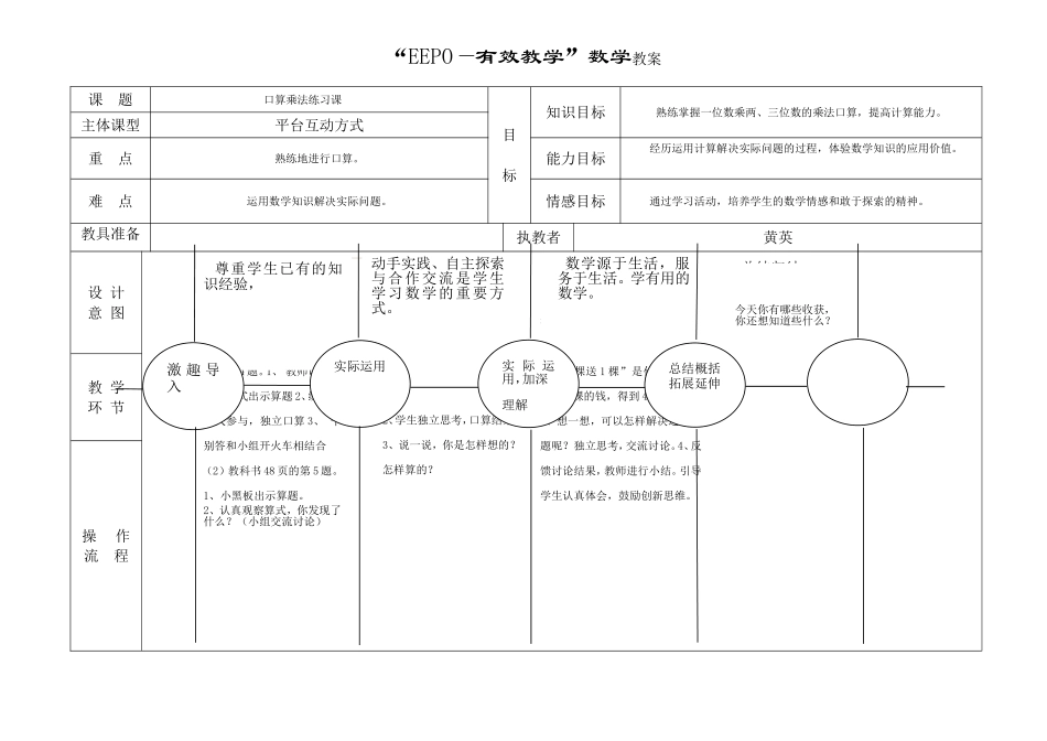 口算乘法练习课EEPO教案_第1页