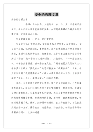 安全的哲理文章