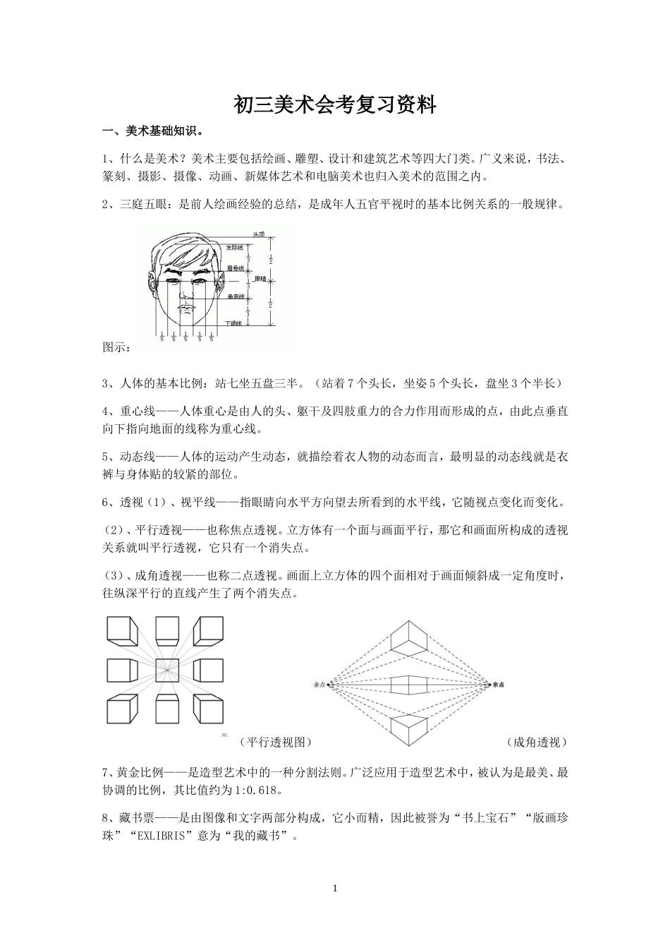初三美术会考复习资料_第1页