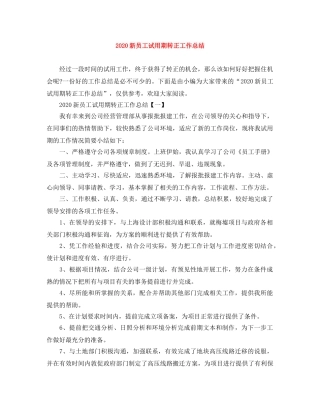 2020新员工试用期转正工作总结 