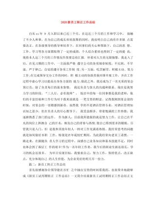 2020新员工转正工作总结 