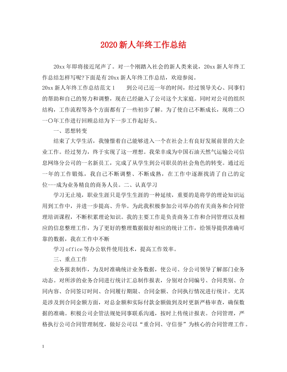 2020新人年终工作总结 _第1页