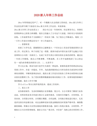 2020新人年终工作总结 