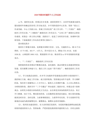 2020年新农村建所个人工作总结