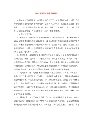 2020投资统计年度总结范文 