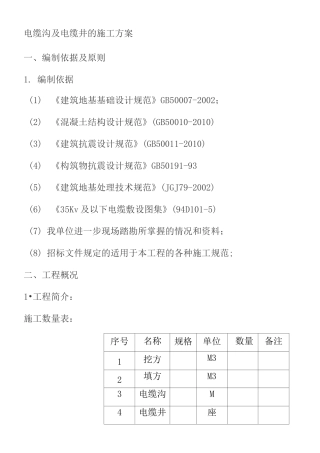 电缆沟及电缆井的施工方案