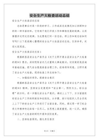 安全生产大检查活动参考总结