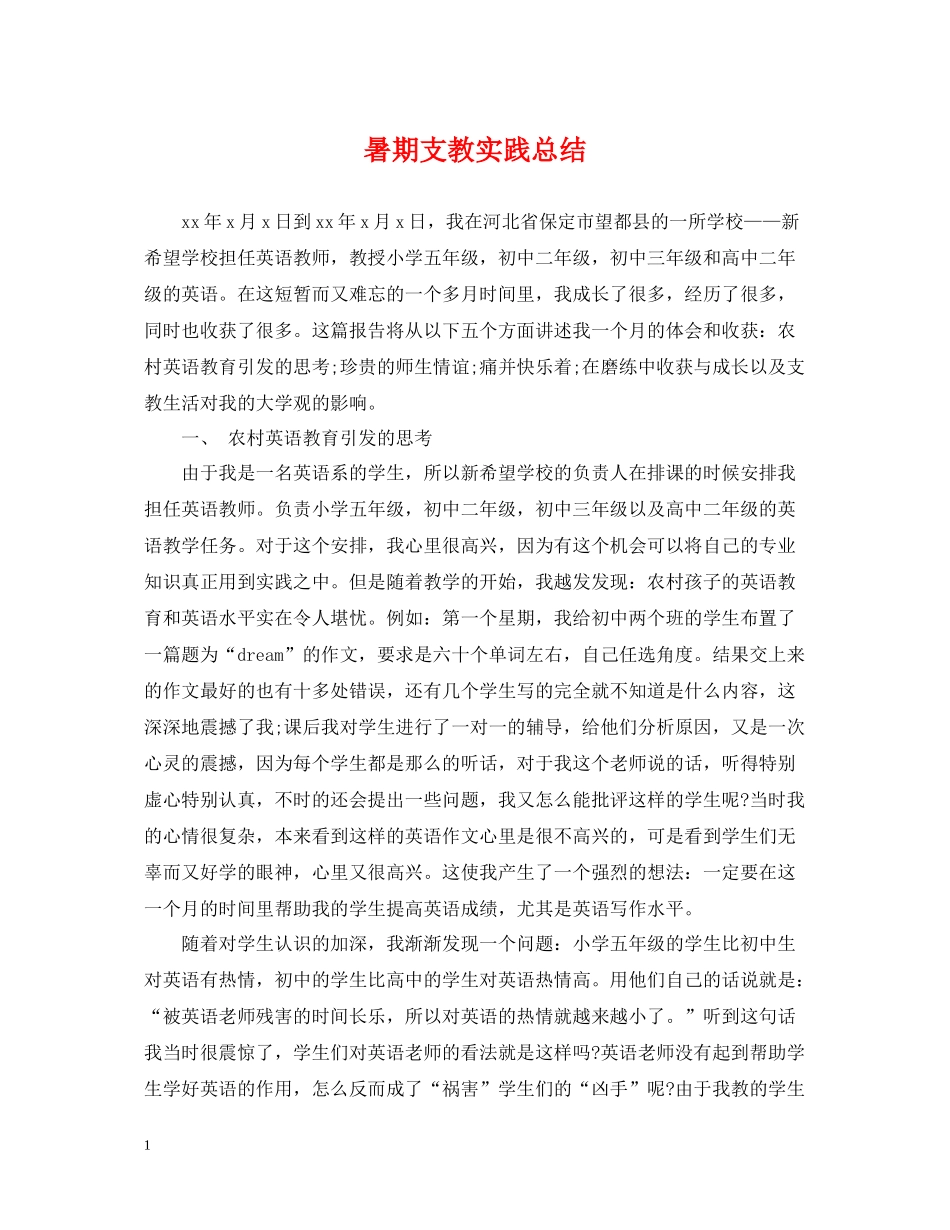 暑期支教实践总结_第1页