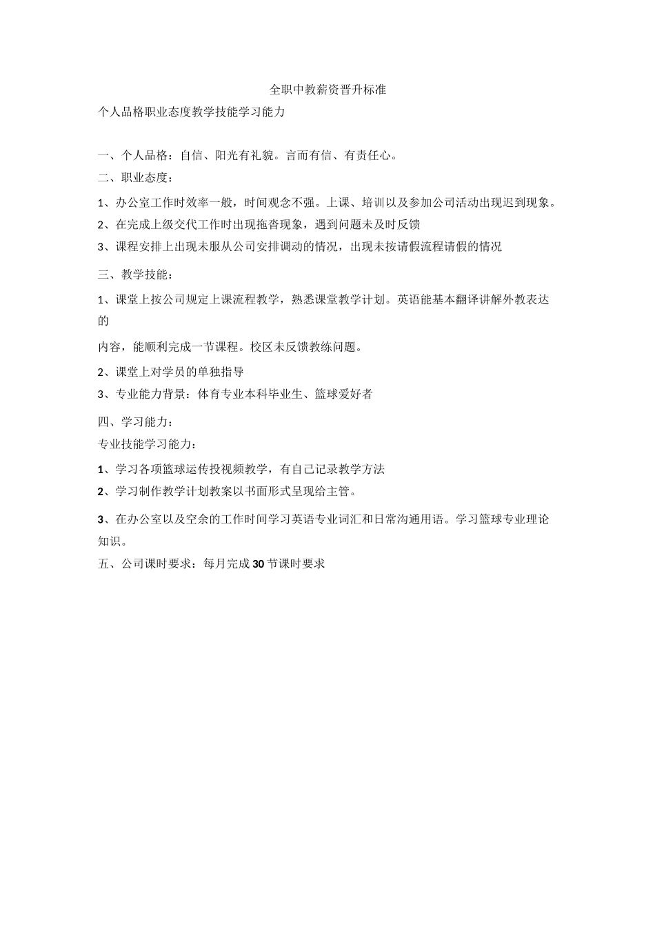 全职教练薪资晋升标准_第1页
