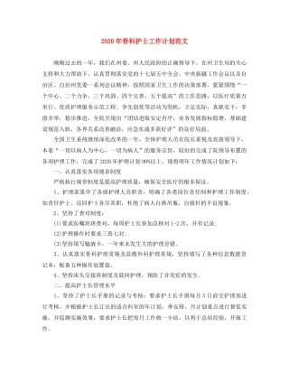 2020年骨科护士工作计划范文 