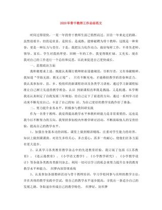 2020年骨干教师工作总结范文 