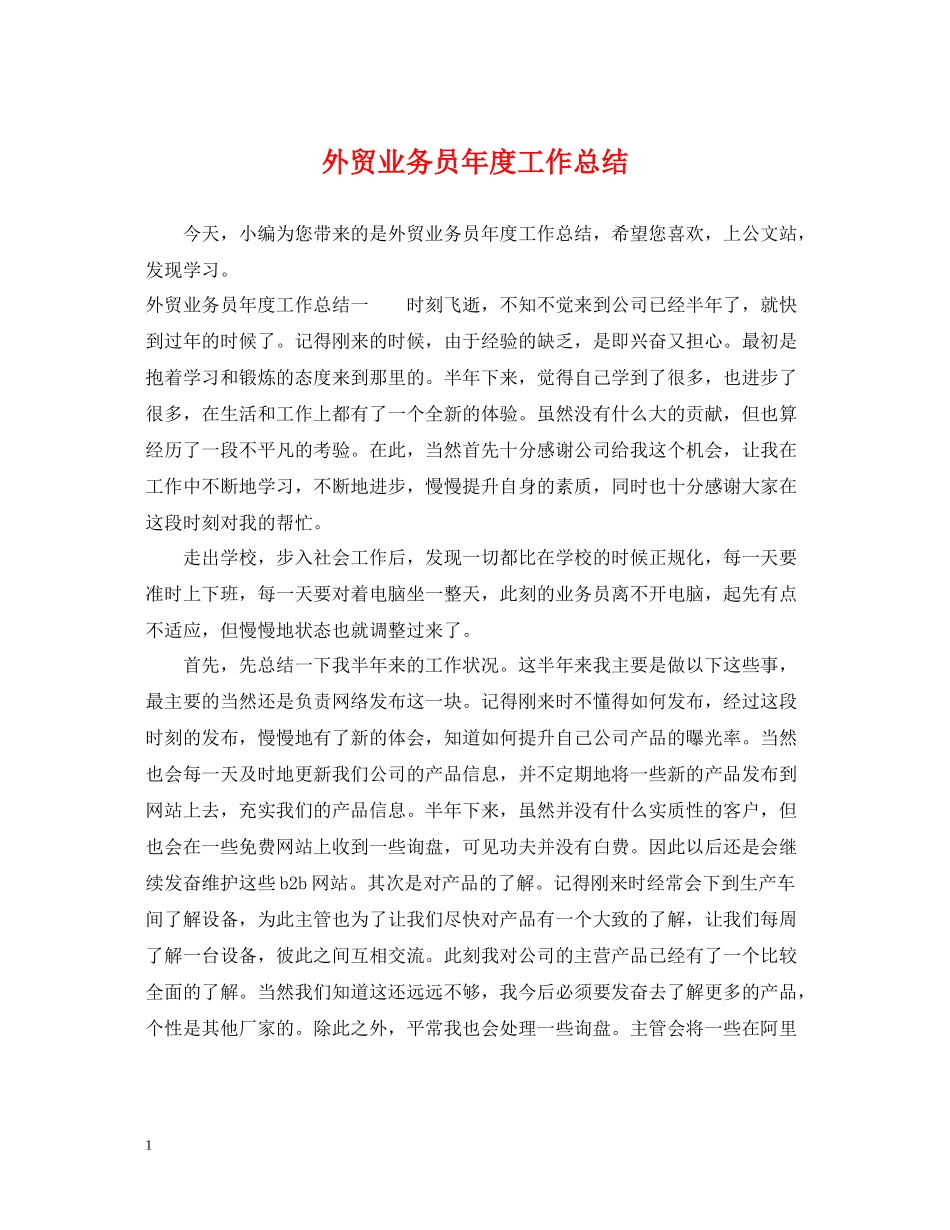 外贸业务员年度工作总结2_第1页