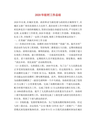 2020年驻村工作总结 
