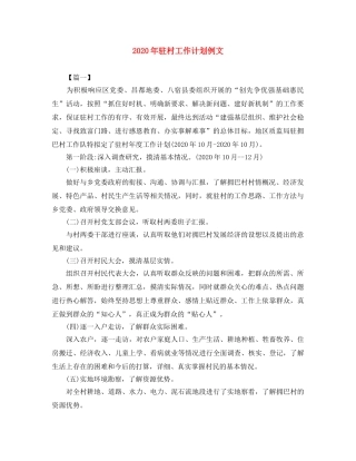 2020年驻村工作计划例文 