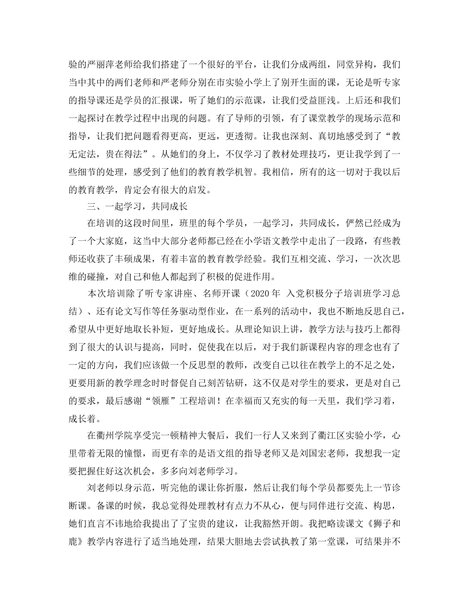 2020年领雁培训工作总结范文 _第2页