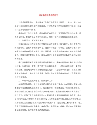 审计助理工作总结范文