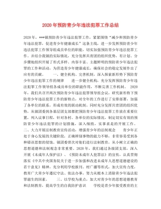 2020年预防青少年违法犯罪工作总结 